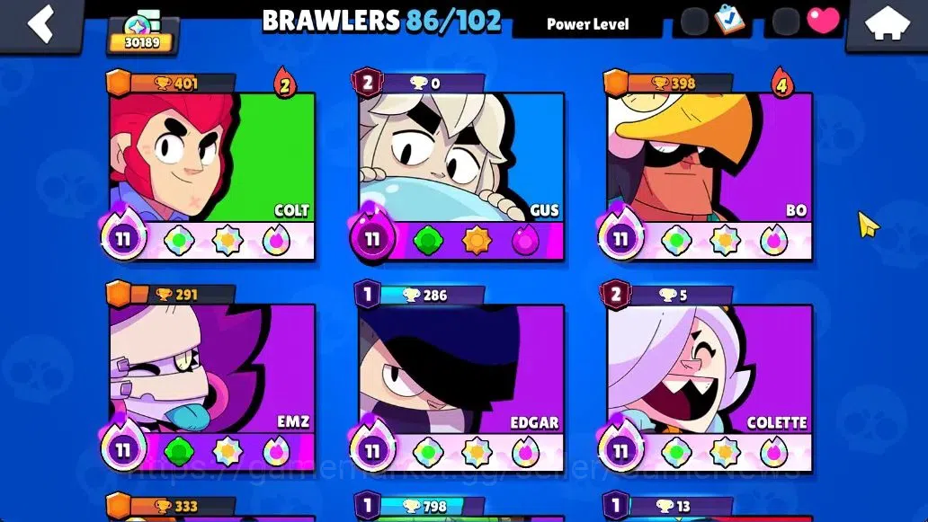 Brawl Stars Accounts 30K Trophy|86 Brawlers 22 Max Lvl|5 Full Buffies|2 UL|18 Prestige|242 Skin|3 hypch 5 Legend 11 Myth 66 5