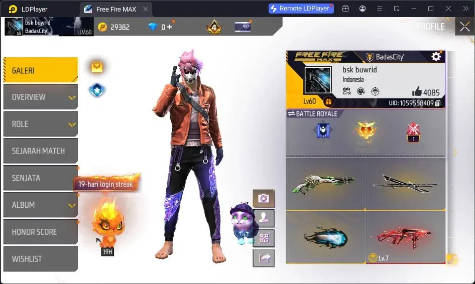 Free Fire Accounts Indonesia | Vault 273 | SG Lumut| EVO-MP40 PREDATO image 2