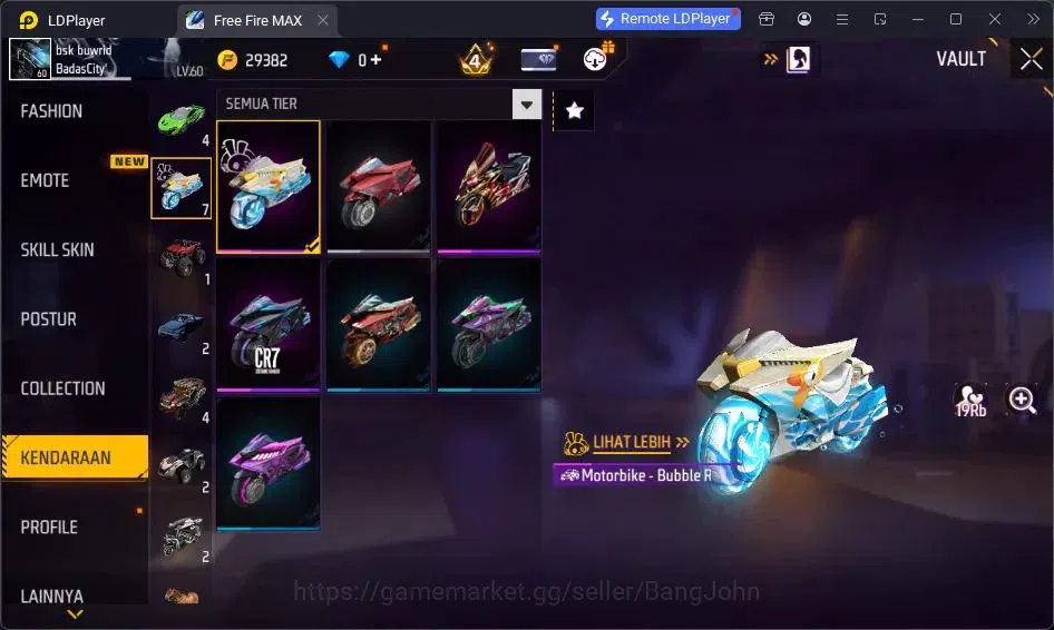 Free Fire Accounts Indonesia | Vault 273 | SG Lumut| EVO-MP40 PREDATO image 7