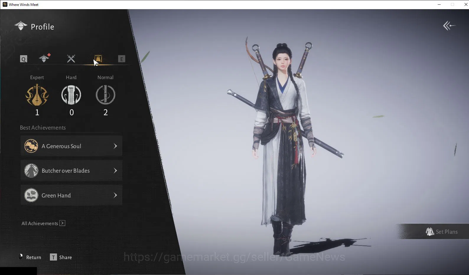 Where Winds Meet Accounts GLOBAL|Lv 7|Starter|GS 3693|1 Harmonic Core|Nameless Sword + Nameless Sper|Low Explore|Female 7