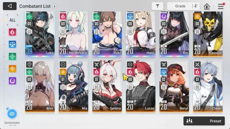 Chaos Zero Nightmare Accounts GLOBAL Lv31|5 SSR[Luke+Sign,Heidemarie,Yuki,Haru,Rin]+10 SR[NiaM1,BerylM2,SelenaM1,Etc]|1 SSR 3