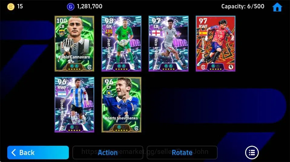 eFootball Accounts Legends & Iconic Players Mobile|PW 3104|Fabio Cannavaro Epic,Joan Garcia ShowT|2026|Check SS EFB2186B 3