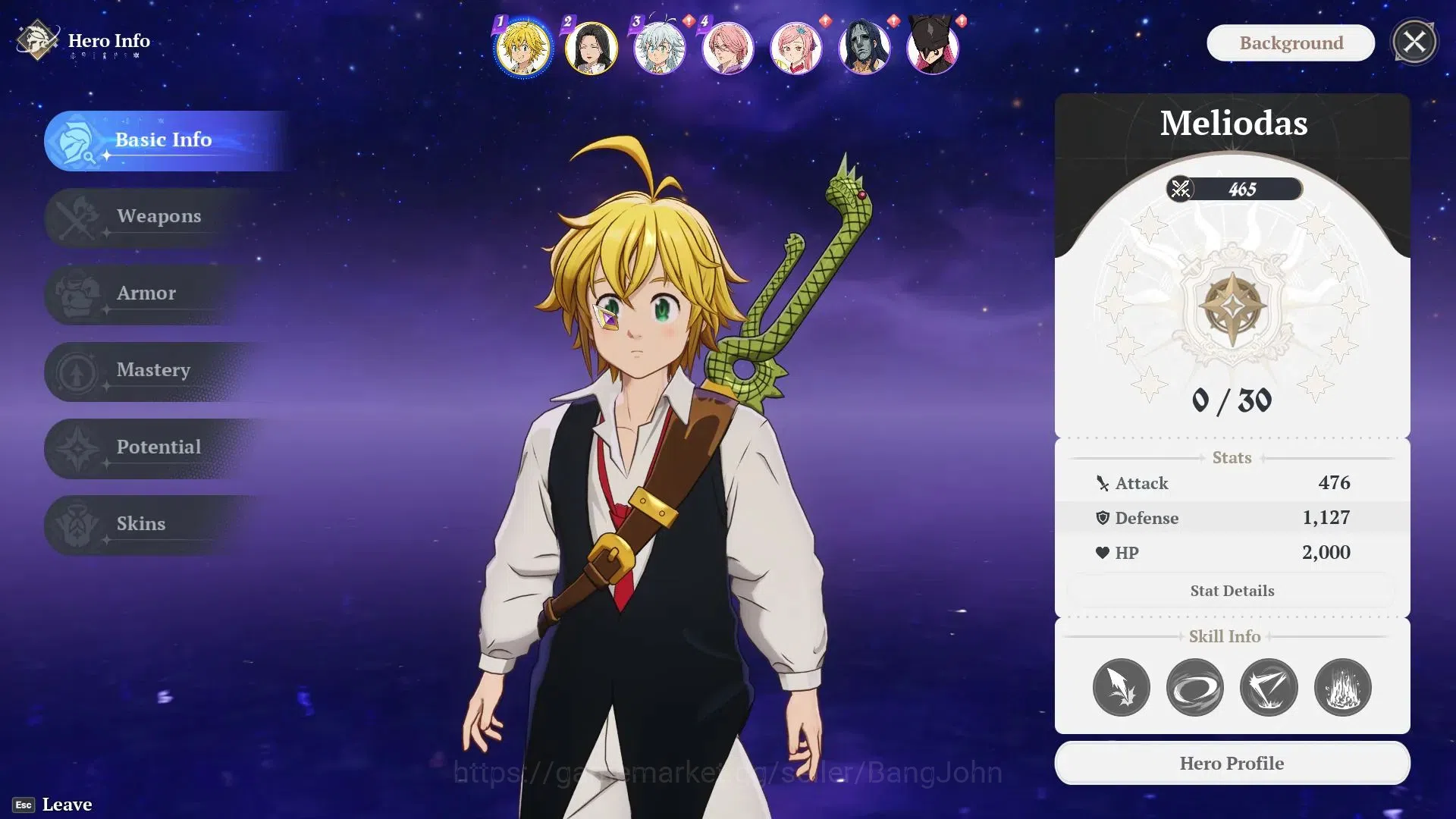 The Seven Deadly Sins: Origin Accounts europe| WL1|Lv2 Book of Stars|5* Black Flame Wings Lance|3 4