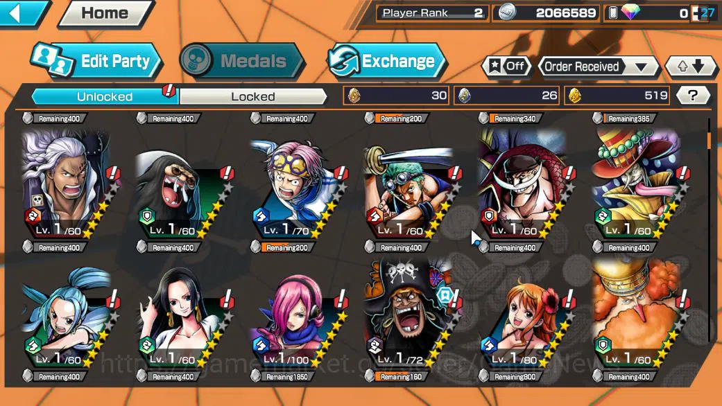 One Piece Bounty Rush Accounts Starter Global|5 EX|TFE Marshal D Teach,KOP Gol D. Roger,FilmZ Zephir,BP Kuzan,TFE St 5