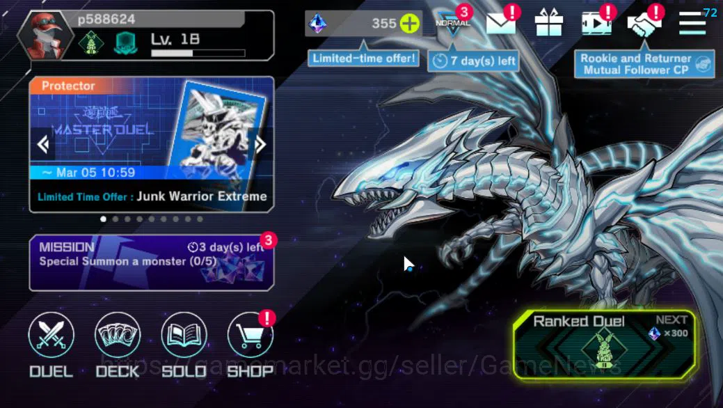 Yu-Gi-Oh! Master Duel Accounts Lv 18 |18 Deck |VS K9,Yummy,Resonator,Dragonmaid,E image 1