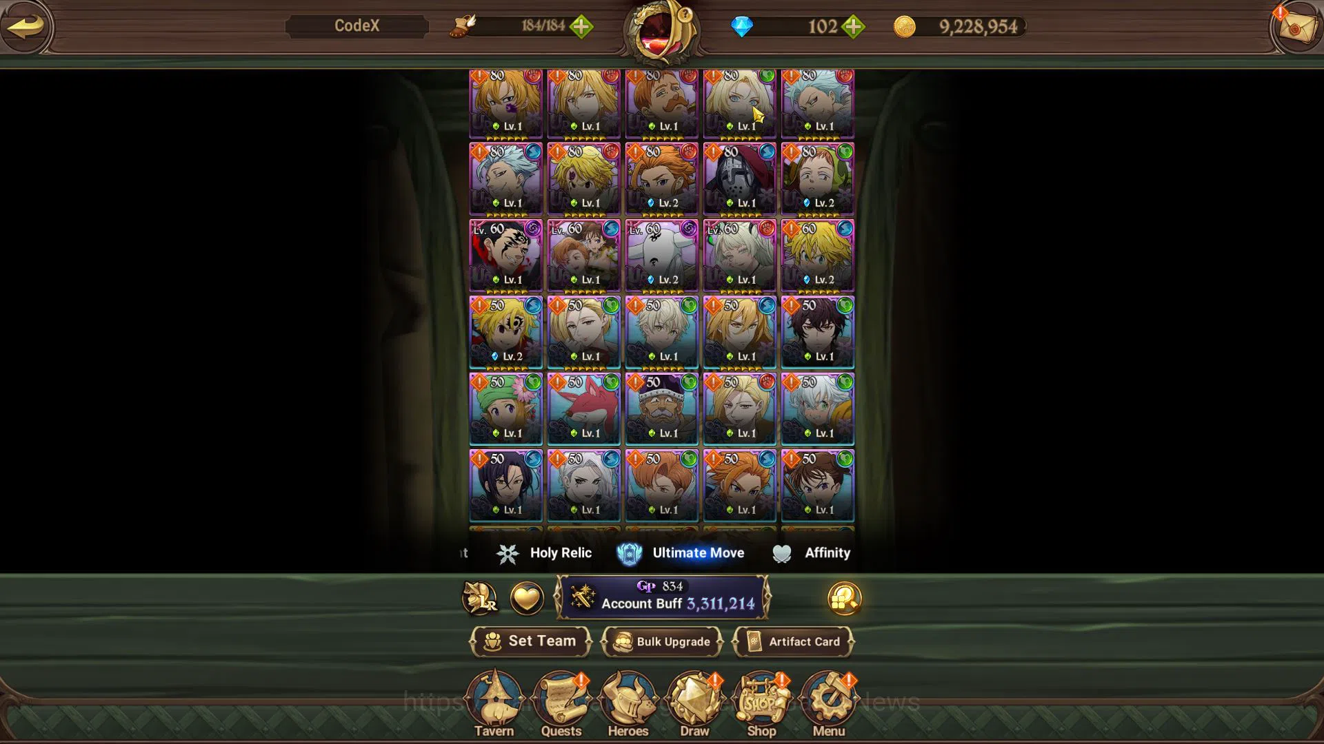 The Seven Deadly Sins: Grand Cross Accounts Midgame Asia|3,3M CC|102 Dm+69 LS|1 LR+10 UR+Colleb Fire 10