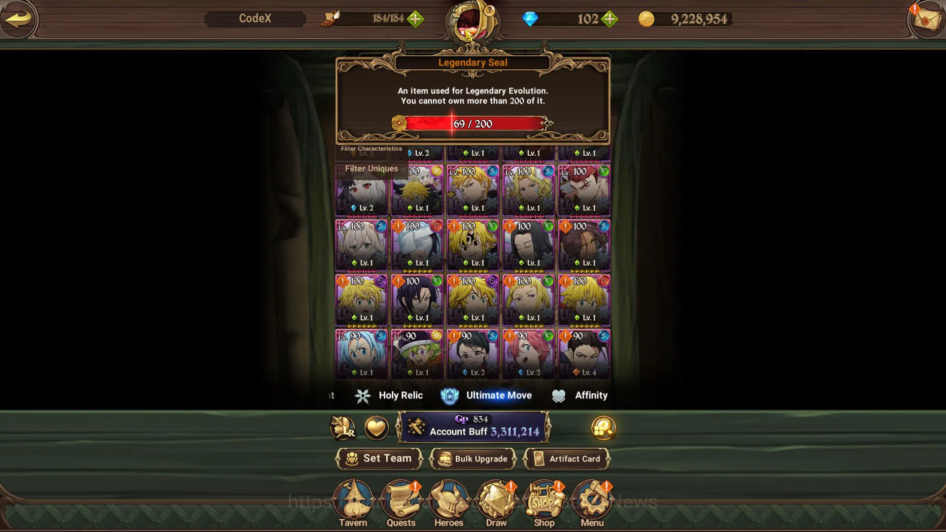 The Seven Deadly Sins: Grand Cross Accounts Midgame Asia|3,3M CC|102 Dm+69 LS|1 LR+10 UR+Colleb Fire 3