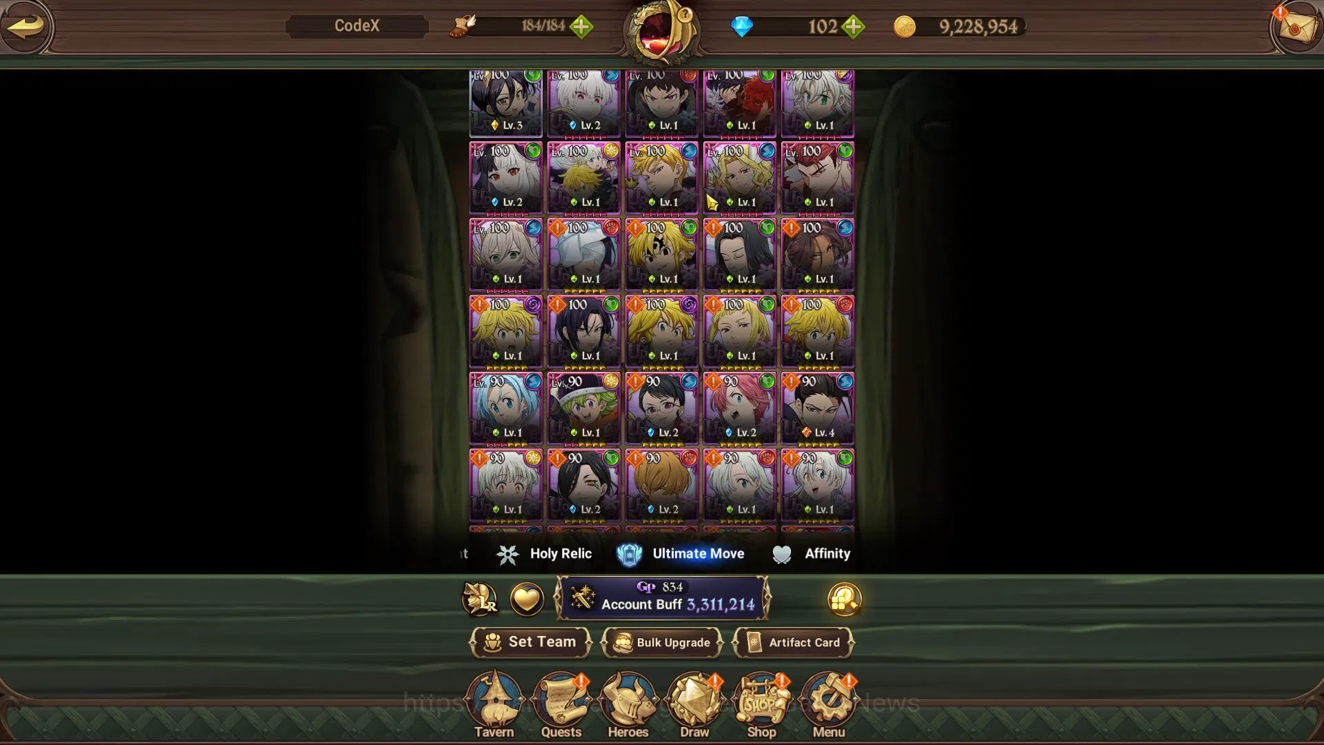 The Seven Deadly Sins: Grand Cross Accounts Midgame Asia|3,3M CC|102 Dm+69 LS|1 LR+10 UR+Colleb Fire 4
