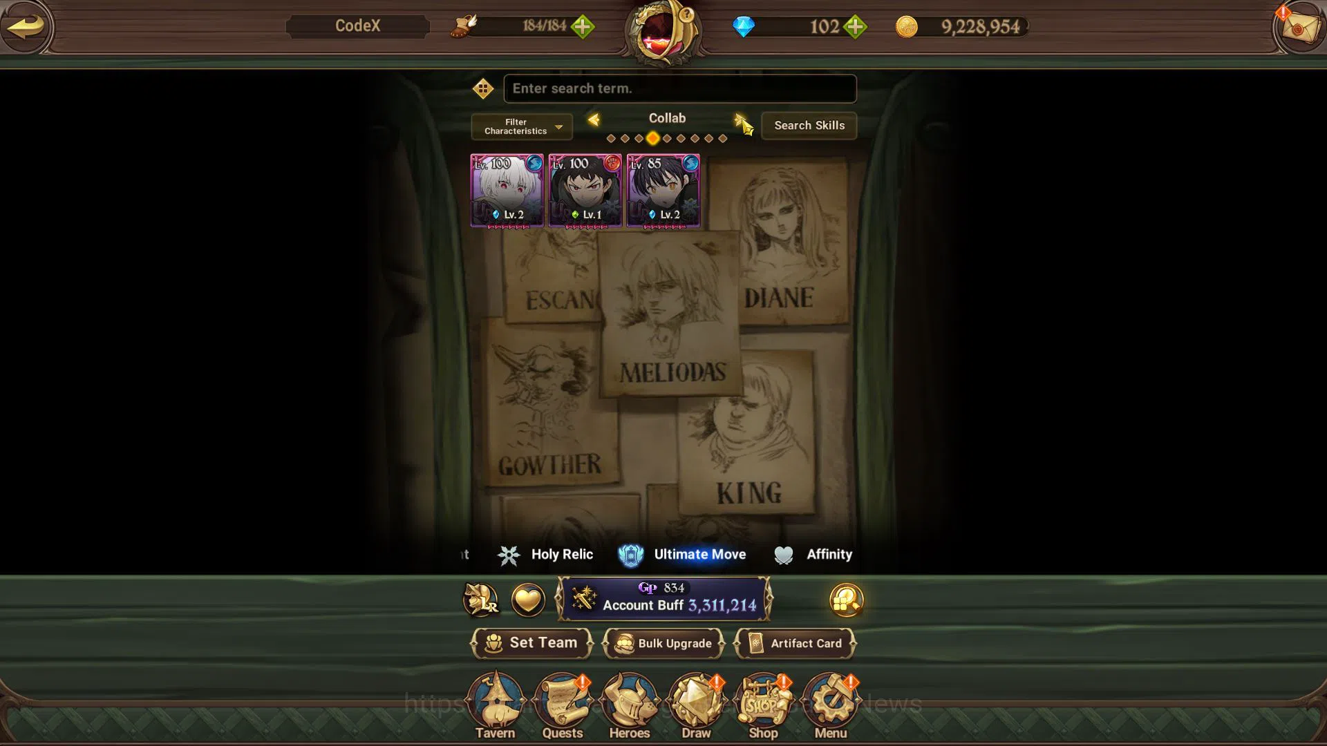 The Seven Deadly Sins: Grand Cross Accounts Midgame Asia|3,3M CC|102 Dm+69 LS|1 LR+10 UR+Colleb Fire 7