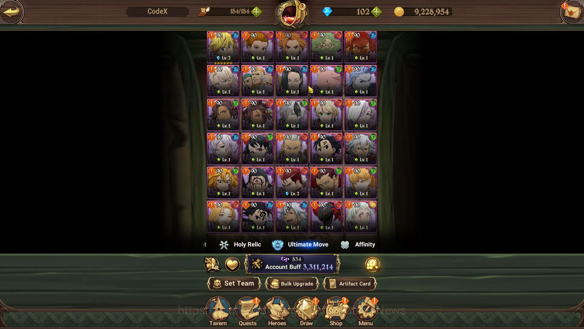 The Seven Deadly Sins: Grand Cross Accounts Midgame Asia|3,3M CC|102 Dm+69 LS|1 LR+10 UR+Colleb Fire 8
