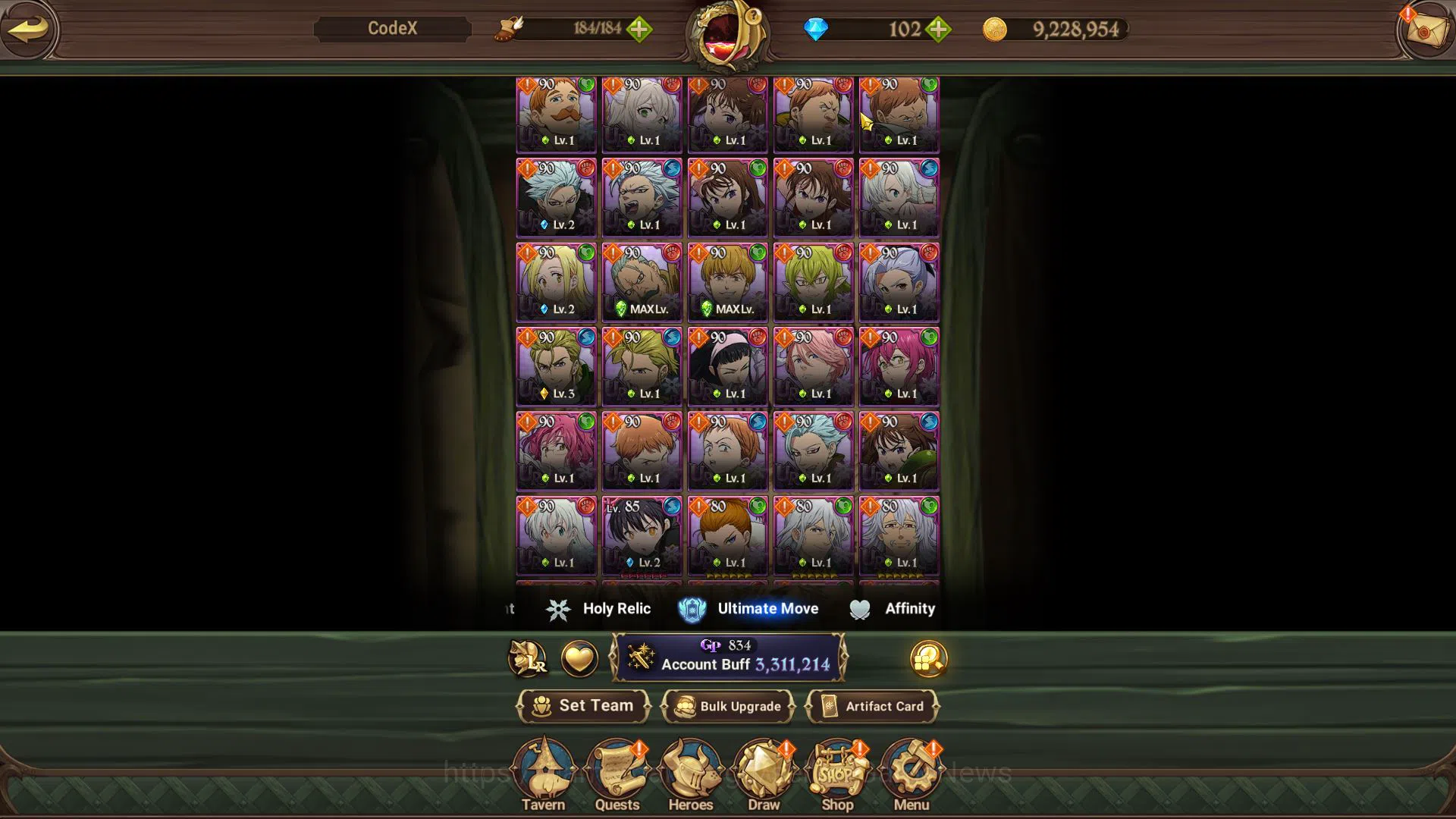The Seven Deadly Sins: Grand Cross Accounts Midgame Asia|3,3M CC|102 Dm+69 LS|1 LR+10 UR+Colleb Fire 9