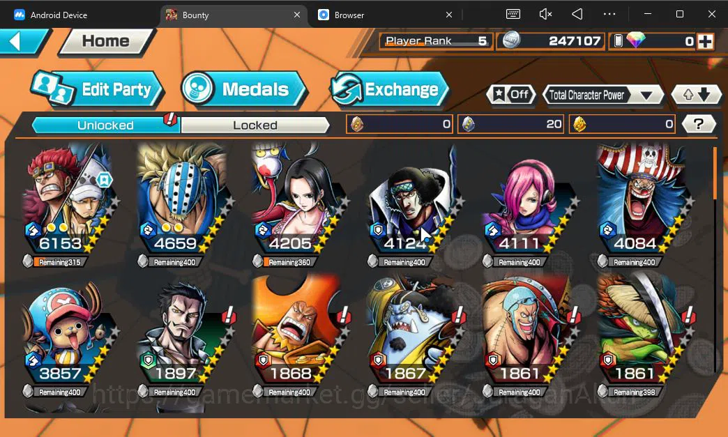 One Piece Bounty Rush Accounts Global | 1 META EX | Battle of Monsters on Onigash image 4