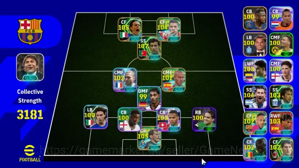 eFootball Accounts Legends & Iconic Players Android|Power 3181|9Epic Luis Figo,Filippo Inzaghi,Luis Suarez,Thiago 1