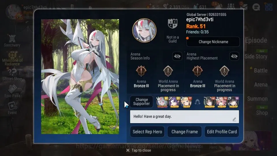 Epic Seven Accounts GLOBAL Unverif|New Era|5 ML(NM Luna,WOTM Tenebria, image 2