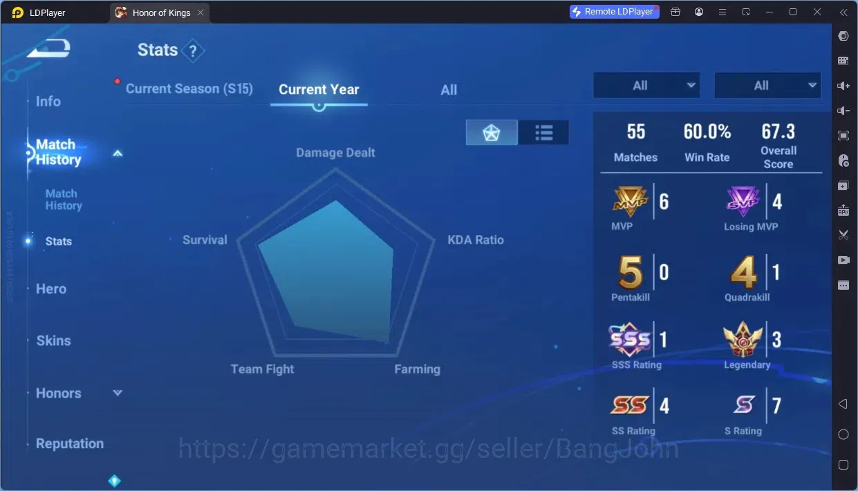 Honor of Kings Accounts Global | 9 Legend: Allain,Angela,Butterfly,Di Renj image 2