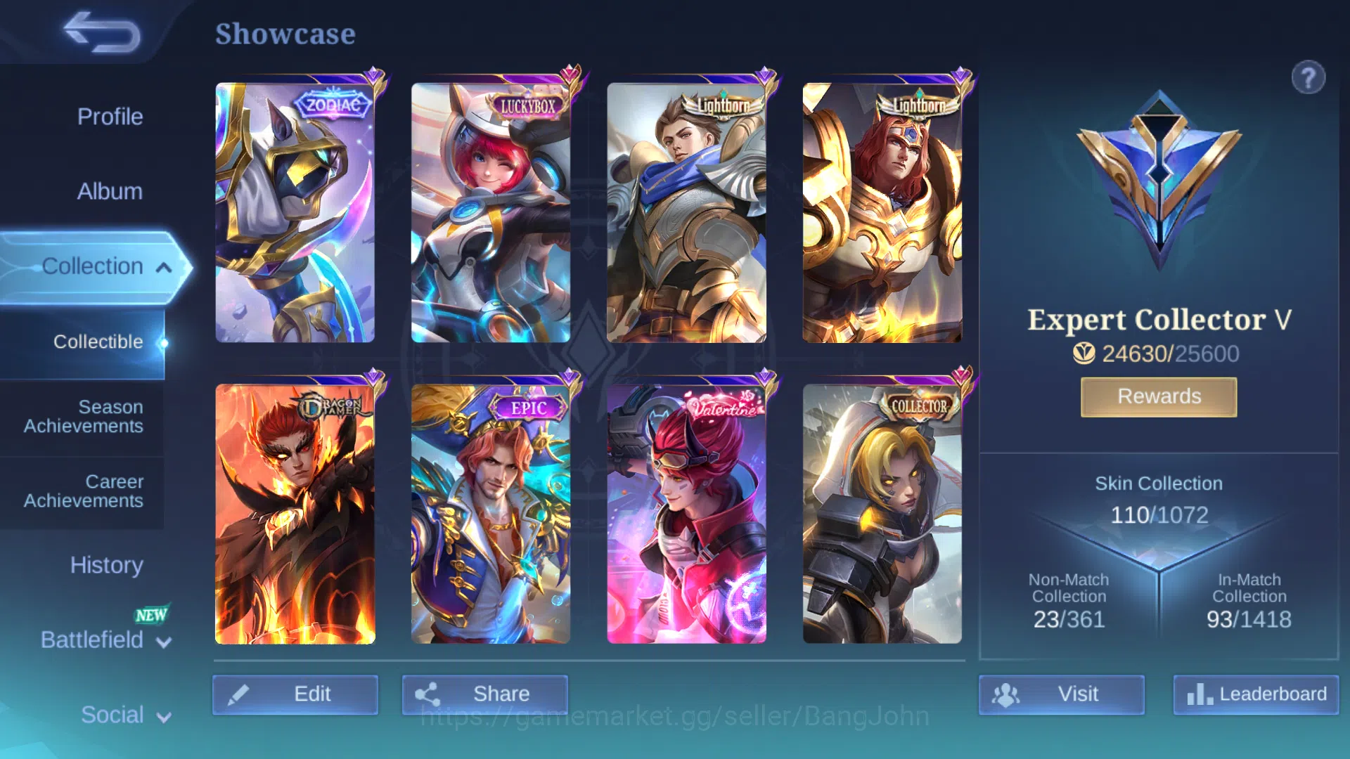 Mobile Legends: Bang Bang Accounts Others Hero 64 | Skin 110 |WR Amon dan Roger Ganteng | LuckyBox Kimmy | Zodiac Helcurt 2