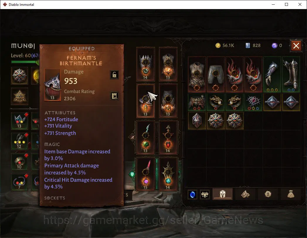 Diablo Immortal Accounts SEA - ANU|Lv60(676)|Blood Knight|37k CR|Reso 510|P image 5
