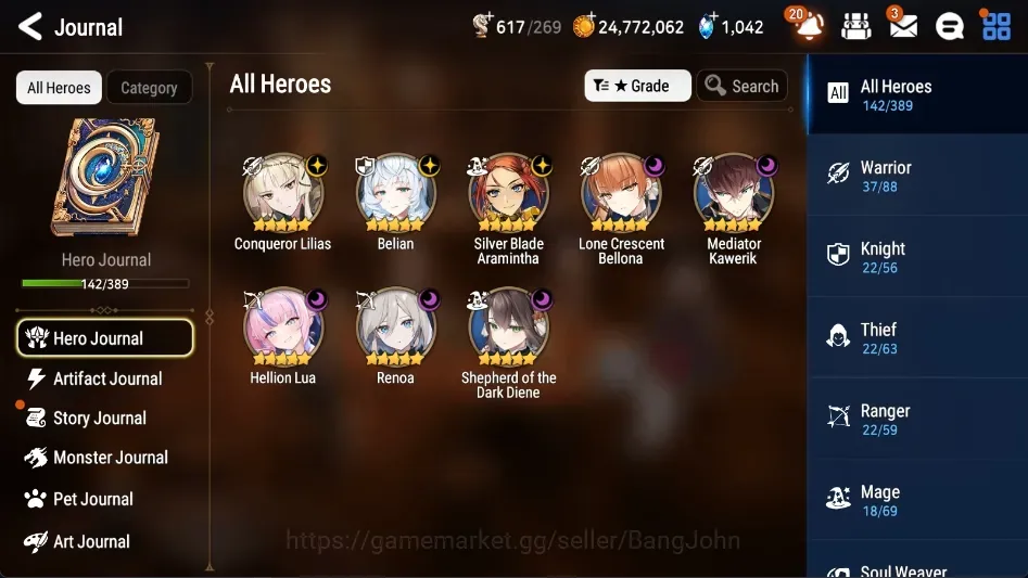 Epic Seven Accounts High-End Global Unverif|Rank 50|8 ML(Conq Lilas,Belian,SB Aramintha,LC Bellona,Etc)|PoH+Bless ON|Leif 1