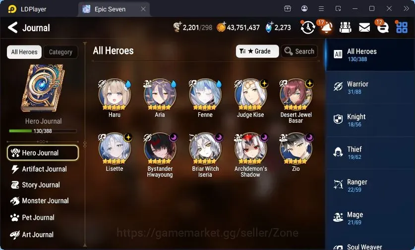 Epic Seven Accounts High-End Global Unverif|7ML(Zio,Aria,Lisette,JKise,DJBasar,Etc)+Collab Haru|PoH+Bless ON|SS 2.2K|1.6K 1