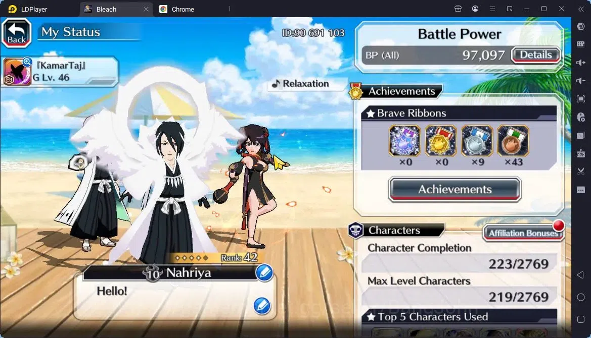 Bleach: Brave Souls Accounts Starter GLOBAL | 10k Orb + fresh Story |,Aizen 6Aniv,Ichigo (DTV),Bambietta(OSV),Byakuya 2