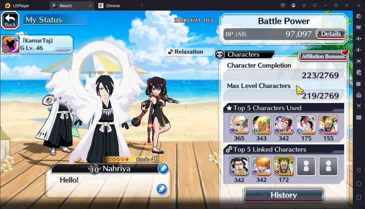 Bleach: Brave Souls Accounts Starter GLOBAL | 10k Orb + fresh Story |,Aizen 6Aniv,Ichigo (DTV),Bambietta(OSV),Byakuya 3
