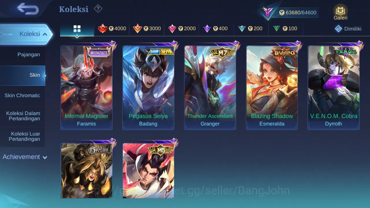 Mobile Legends: Bang Bang Accounts GLOBAL Hero 132 Skin 282 | Prime Granger | KOF kar image 8
