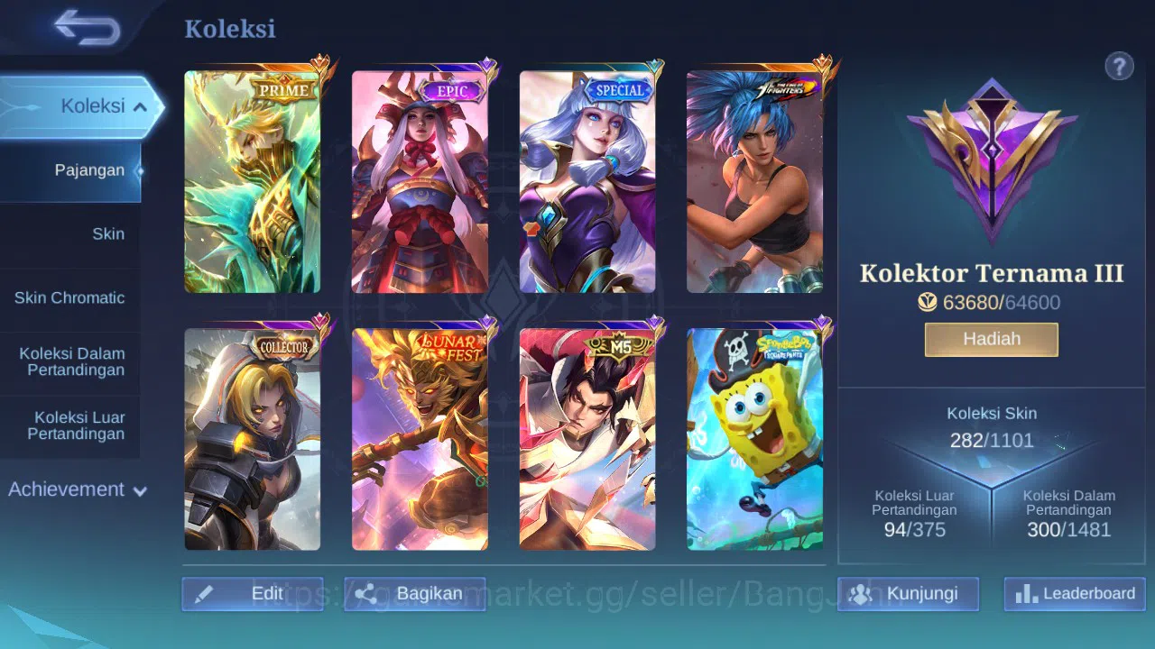 Mobile Legends: Bang Bang Accounts GLOBAL Hero 132 Skin 282 | Prime Granger | KOF kar image 9