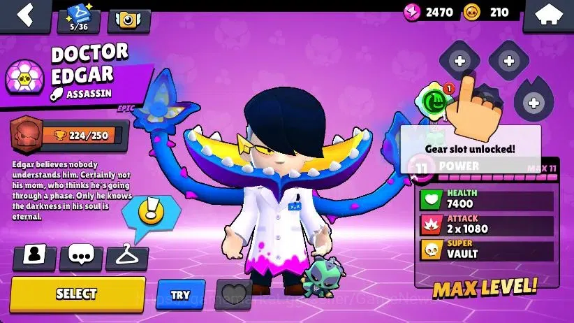 Brawl Stars Accounts 1001 Trophy|20 Brawlers 3 Max Lvl [Edgar,Lola,Shelly] Myth Buzz| 2 Epic Skins [Tengu Angelo,Dr Edgar 14