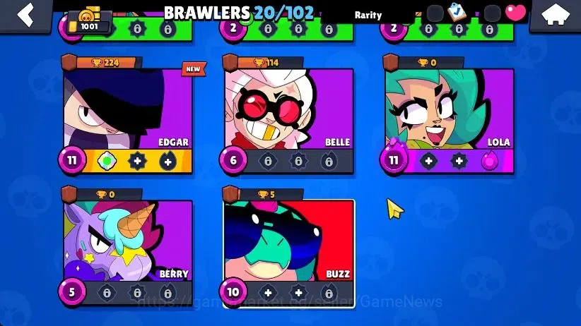 Brawl Stars Accounts 1001 Trophy|20 Brawlers 3 Max Lvl [Edgar,Lola,Shelly] Myth Buzz| 2 Epic Skins [Tengu Angelo,Dr Edgar 4
