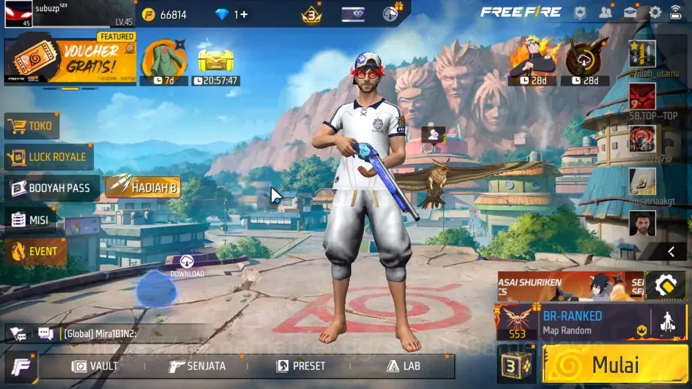 Free Fire Accounts Indonesia|M1887-Sterling Conqueror Lv5|Katana(Dream Slayer,ImmortalIgnition,Tulang Pasir)|107 Vault 34 1