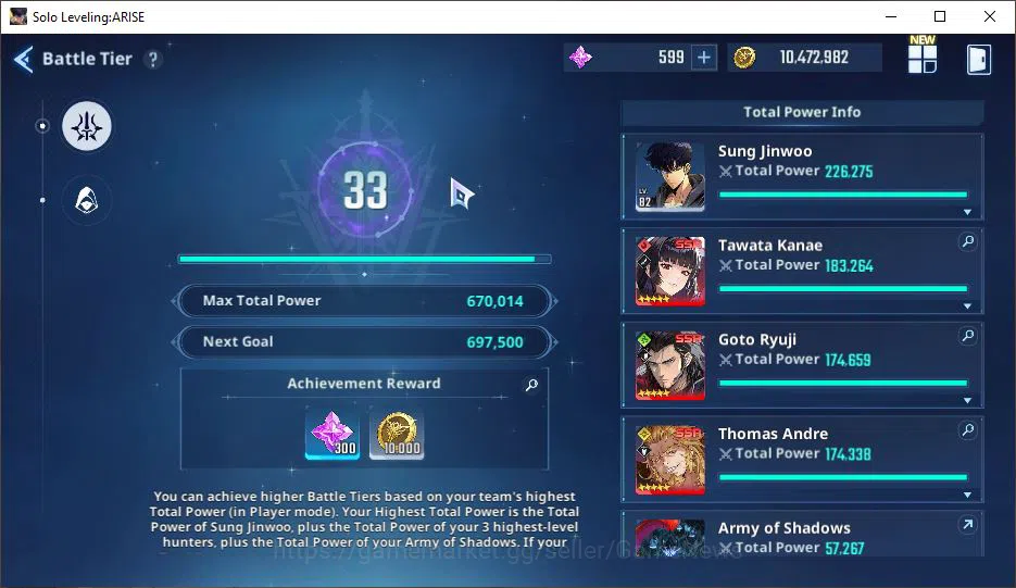 Solo Leveling: ARISE Accounts Total Power 670K| 21SSR |TawataA5+SignA7,GotoA5+Si image 4