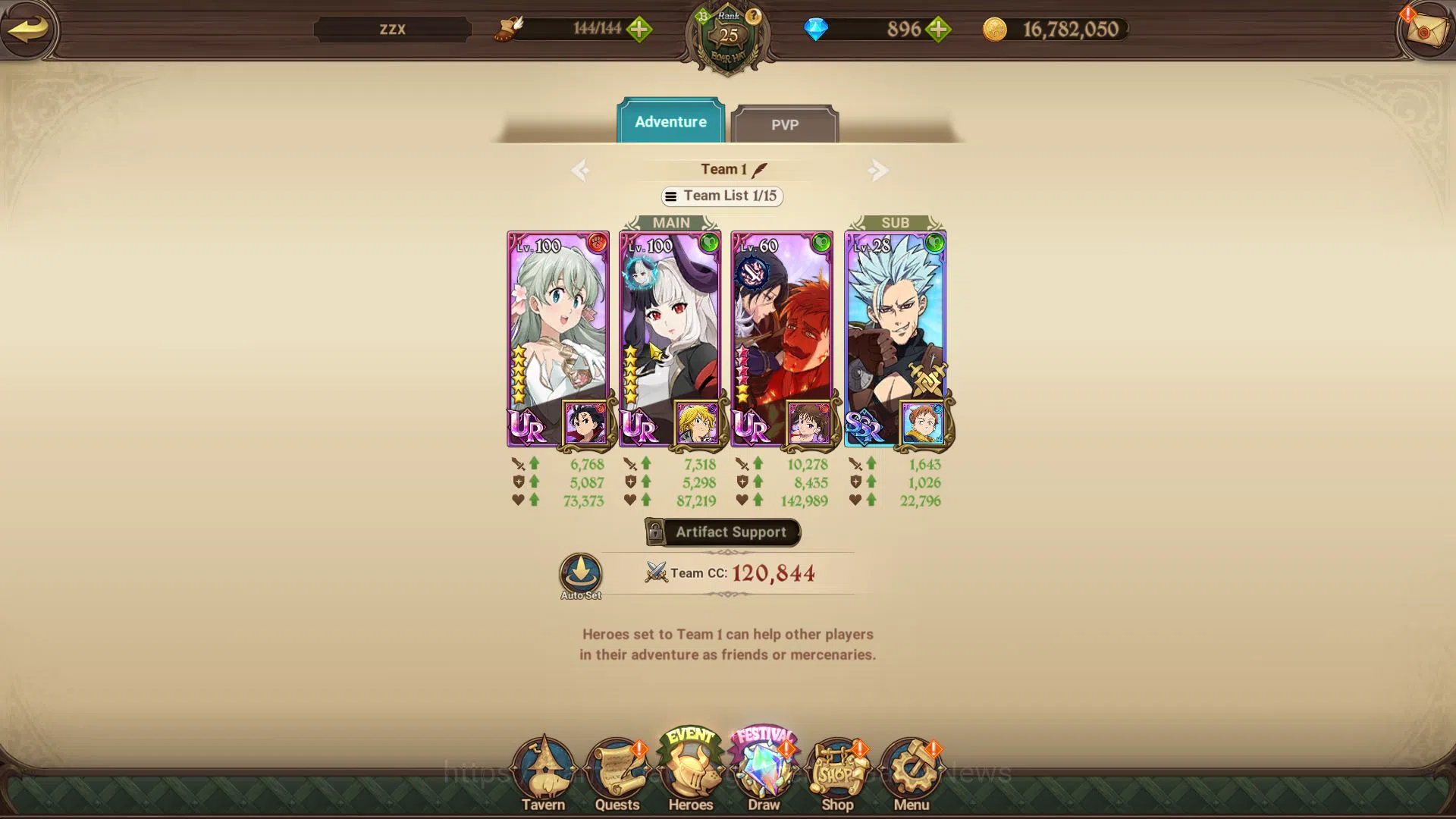 The Seven Deadly Sins: Grand Cross Accounts Midgame Global|985K CC|Starter Ch4|896 Dm| 2 UR | Merlin And Escanor, Demon King 4