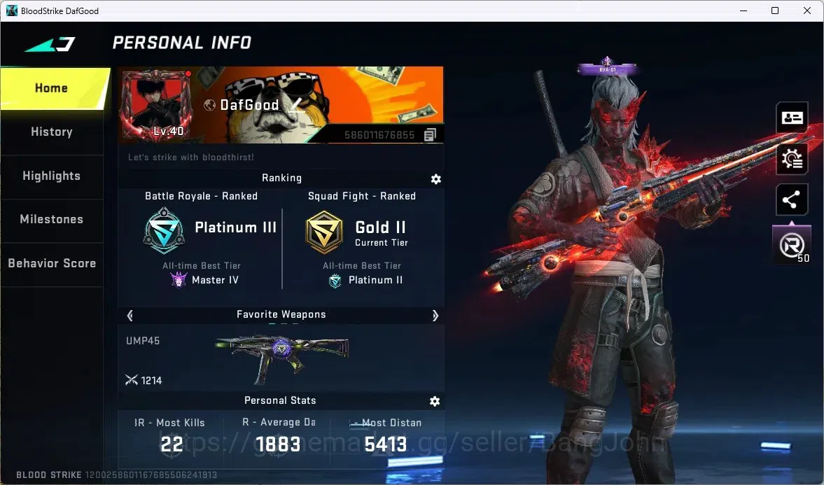 Blood Strike Accounts ASIA |1 Evo M1887-Destroyer|20 Upgrade Point(M1887 image 1