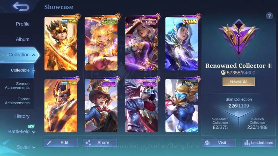 Mobile Legends: Bang Bang Accounts Global|Skin 226|Renowned|Collab Badang,Colletor Na image 16