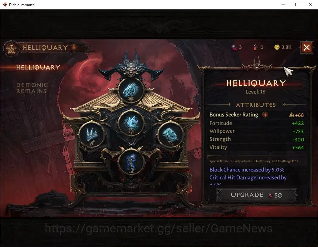 Diablo Immortal Accounts SEA - Anu|CS ON|Lv60(640)|Demon Hunter|CR 38K|Reso image 14