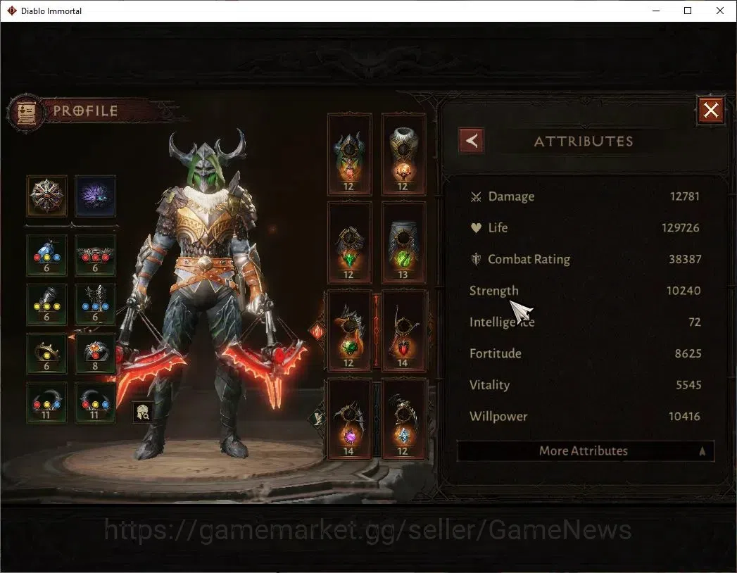 Diablo Immortal Accounts SEA - Anu|CS ON|Lv60(640)|Demon Hunter|CR 38K|Reso image 4
