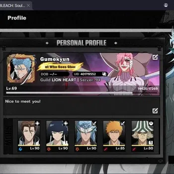 BLEACH: Soul Resonance Accounts Nuverse SEA|Lv.69|11 SSR 13 Sign(SoiB1,UruharaB1,MadarameB1,ByakuyaB1,Etc)+Sign+Stamp|Log