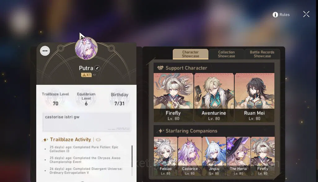 Honkai Star Rail Accounts Asia|TL 70|19 Limited|[Rappa,Danil]+Sign,Castorice image 2