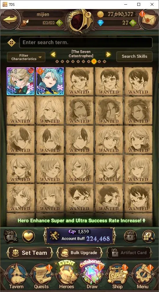 The Seven Deadly Sins: Grand Cross Accounts Endgame Global|224,468 Power | Collab: Roxy, Shin, Valenti, Eastin| Collab 7