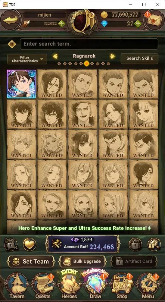 The Seven Deadly Sins: Grand Cross Accounts Endgame Global|224,468 Power | Collab: Roxy, Shin, Valenti, Eastin| Collab 8
