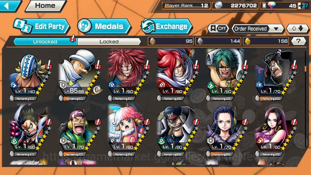 One Piece Bounty Rush Accounts Starter Global| 4 EX 1 MAX|Raid Onigashima Roronoa Zoro,G5 D.Luffy,Seraphim Snake,Daimyo 9