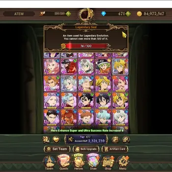 The Seven Deadly Sins: Grand Cross Accounts Endgame ASIA|2.3M CC|36 LS +471 DM|4 LR 13 UR +Cross IF|NMeli3/6,Roxy M3/6,L