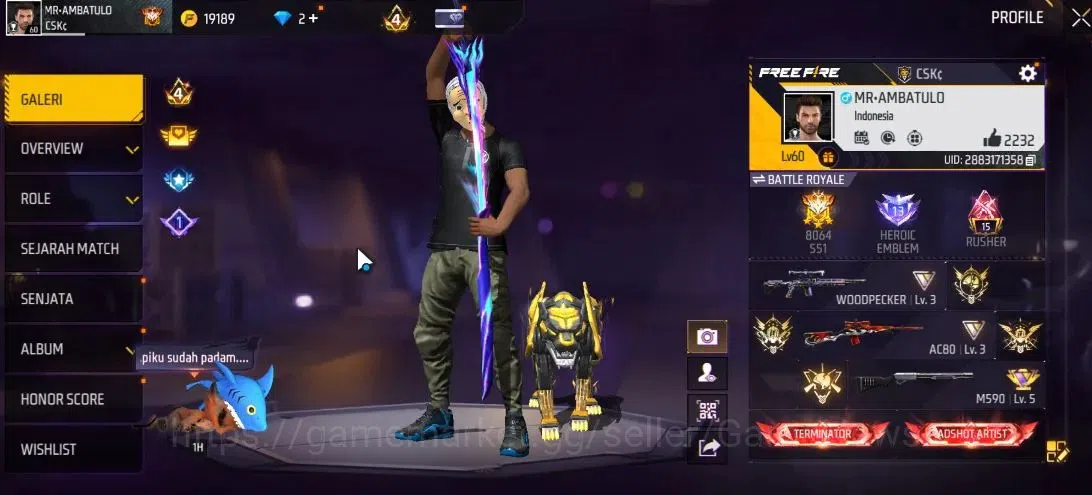 Free Fire Accounts Indonesia|M1887 Sterling Conqueror Lv 7,Emerald Po image 2