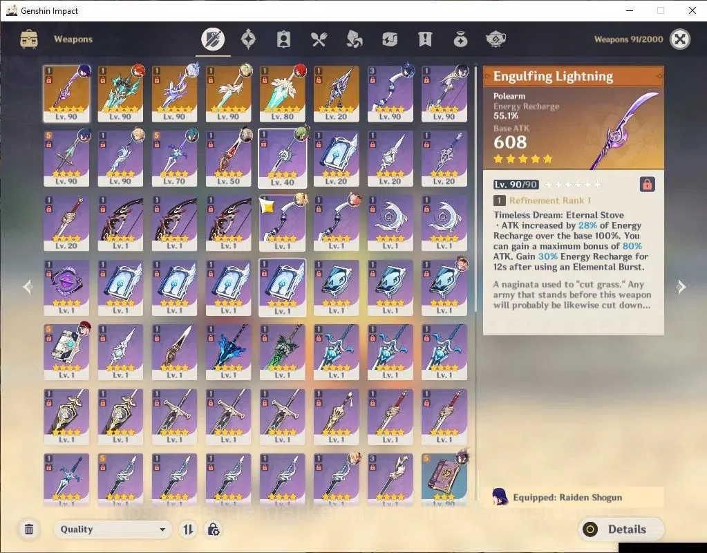 Genshin Impact Accounts ASIA |AR 56|5 Limit+6(*5WeP)|(Skirk,Raiden)+Sign,M image 5
