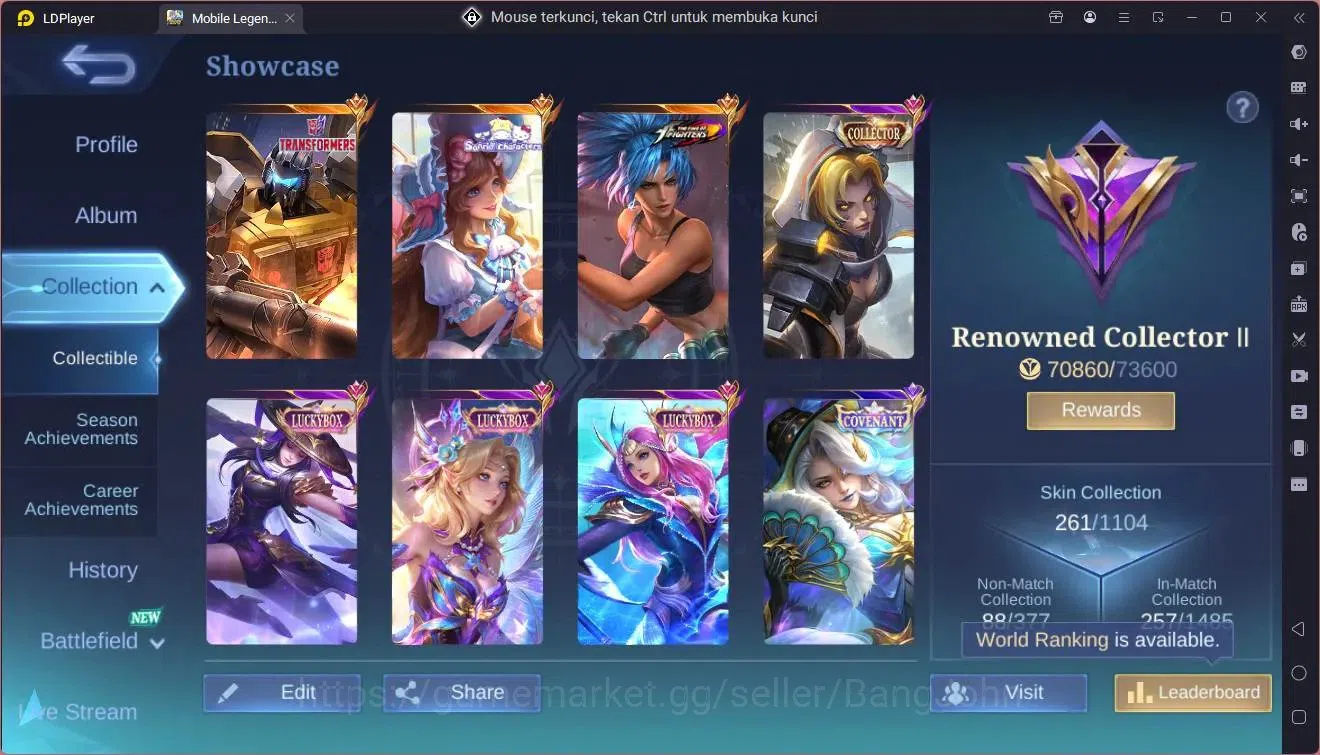Mobile Legends: Bang Bang Accounts Global|Hero 127|Skin 261|Renowned|KOF Karina|Trans image 18
