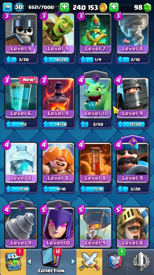 Clash Royale Accounts Midgame Lv 30|Trophy 6030|KTL 11|Limited Skin|Card 106| 1 HERO 2 EVO 1 Champ 13 Legendary 33 Epic 30 10