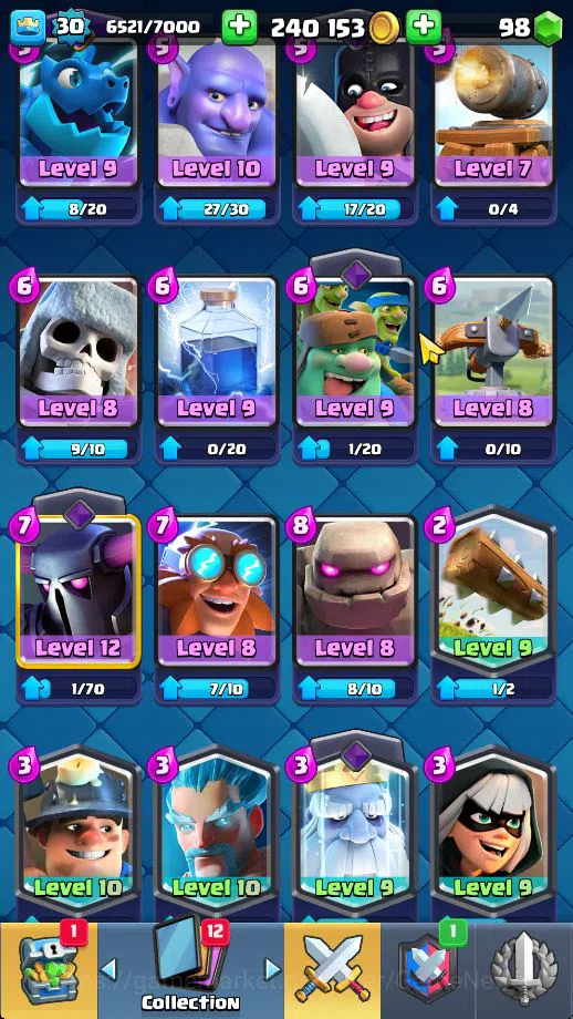 Clash Royale Accounts Midgame Lv 30|Trophy 6030|KTL 11|Limited Skin|Card 106| 1 HERO 2 EVO 1 Champ 13 Legendary 33 Epic 30 11