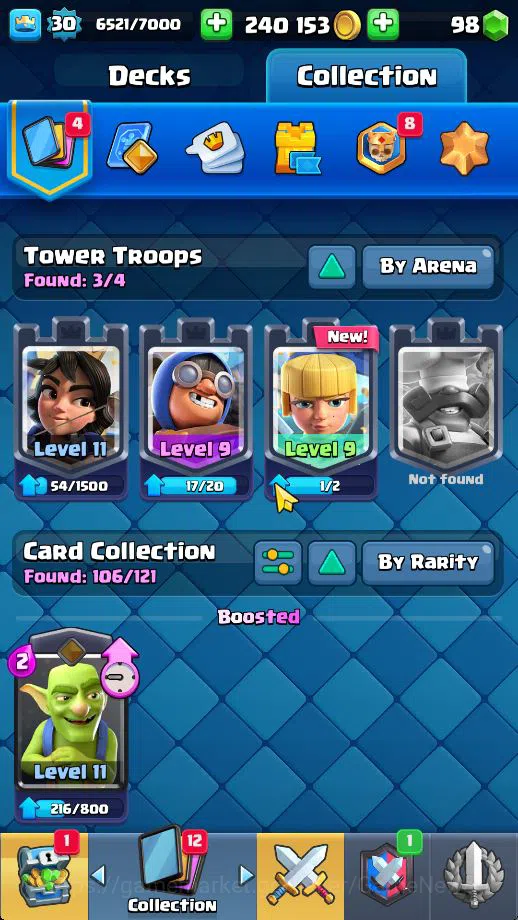 Clash Royale Accounts Midgame Lv 30|Trophy 6030|KTL 11|Limited Skin|Card 106| 1 HERO 2 EVO 1 Champ 13 Legendary 33 Epic 30 4