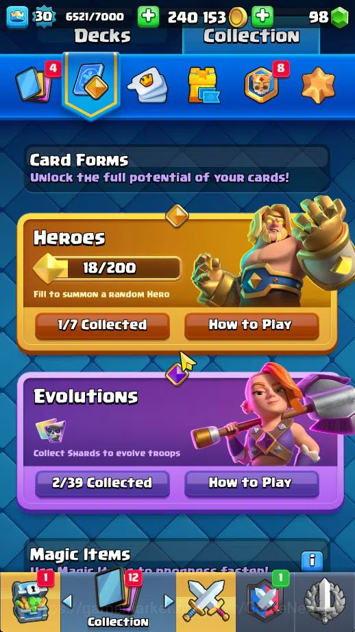 Clash Royale Accounts Midgame Lv 30|Trophy 6030|KTL 11|Limited Skin|Card 106| 1 HERO 2 EVO 1 Champ 13 Legendary 33 Epic 30 5