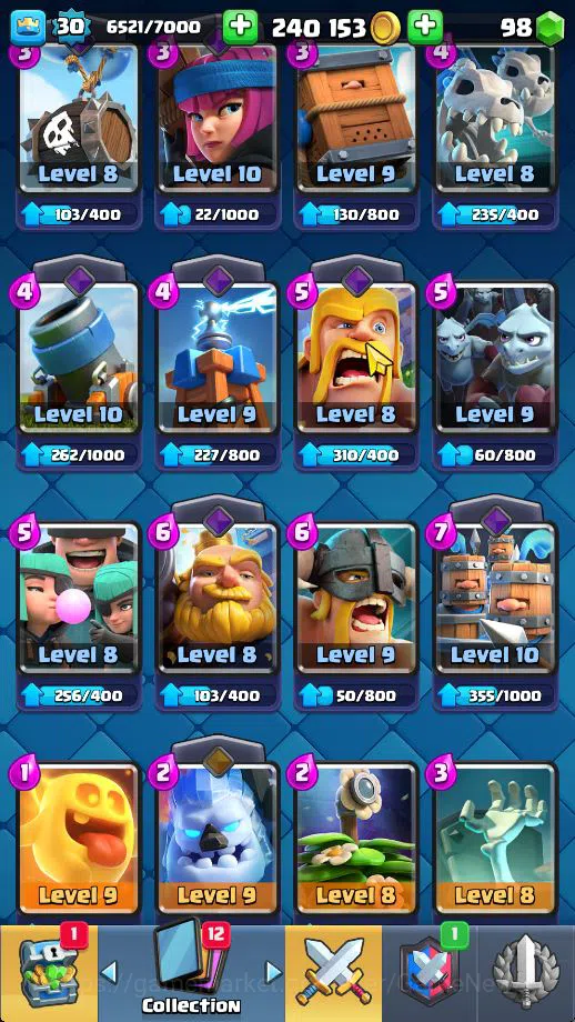 Clash Royale Accounts Midgame Lv 30|Trophy 6030|KTL 11|Limited Skin|Card 106| 1 HERO 2 EVO 1 Champ 13 Legendary 33 Epic 30 7